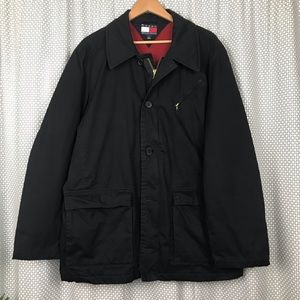 Tommy Hilfiger Black with Red Fleece Lined Coat Large
